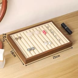 Khay đựng và trưng bày trang sức, phụ kiện, kích thước: 25x18x2,5cm chất liệu gỗ ép gỗ óc chó 6