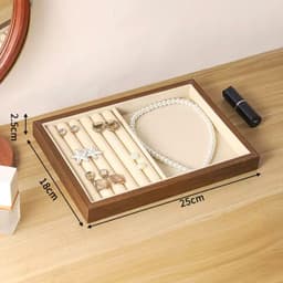Khay đựng và trưng bày trang sức, phụ kiện, kích thước: 25x18x2,5cm chất liệu gỗ ép gỗ óc chó 7