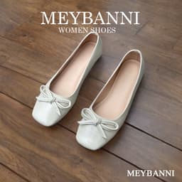 Giày Búp Bê MEYBANNI Mũi Vuông Đế Dẻo Da Mềm Phối Nơ Đi Êm Chân - C28 5