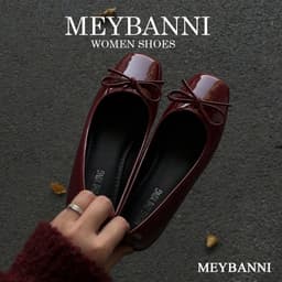 Giày Búp Bê MEYBANNI Mũi Vuông Đế Dẻo Da Mềm Phối Nơ Đi Êm Chân - C28 4