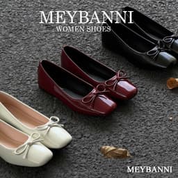 Giày Búp Bê MEYBANNI Mũi Vuông Đế Dẻo Da Mềm Phối Nơ Đi Êm Chân - C28 3