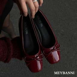 Giày Búp Bê MEYBANNI Mũi Vuông Đế Dẻo Da Mềm Phối Nơ Đi Êm Chân - C28 8