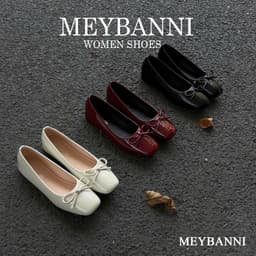 Giày Búp Bê MEYBANNI Mũi Vuông Đế Dẻo Da Mềm Phối Nơ Đi Êm Chân - C28 1