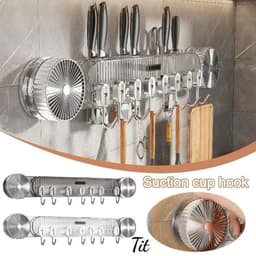 Giá Treo đồ dao kéo đa năng dính tường hút chân không và có 8 móc để Treo dụng cụ nhà bếp tiện lợi 2