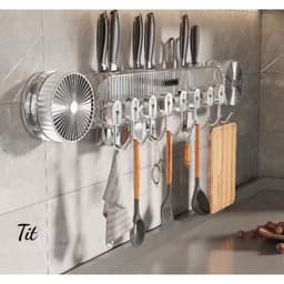 Giá Treo đồ dao kéo đa năng dính tường hút chân không và có 8 móc để Treo dụng cụ nhà bếp tiện lợi 3