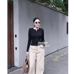 Áo Cổ Trụ Nữ Tay Dài JUSTDUN A64 - Vải Cotton Cao Cấp Mềm Mịn, Co Giãn Thoải Mái, Tôn Dáng 7