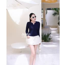 Áo Cổ Trụ Nữ Tay Dài JUSTDUN A64 - Vải Cotton Cao Cấp Mềm Mịn, Co Giãn Thoải Mái, Tôn Dáng 8