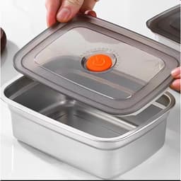 [COMBO 5] Hộp Inox 1500Ml Dày Dặn, Nắp Đậy Silocon Hút Chân Không, zoang chống chàn - Khay Inox Đựng Đồ Tủ Lạnh 6