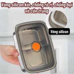 [COMBO 5] Hộp Inox 1500Ml Dày Dặn, Nắp Đậy Silocon Hút Chân Không, zoang chống chàn - Khay Inox Đựng Đồ Tủ Lạnh 7