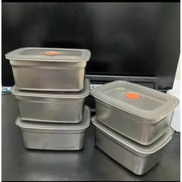 [COMBO 5] Hộp Inox 1500Ml Dày Dặn, Nắp Đậy Silocon Hút Chân Không, zoang chống chàn - Khay Inox Đựng Đồ Tủ Lạnh 3
