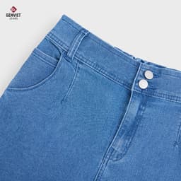 [ DEAL HOT] Quần short jean nữ dáng suông GENVIET JEANS chất denim mềm co giãn cạp cao 2 cúc tôn dáng 8899 5