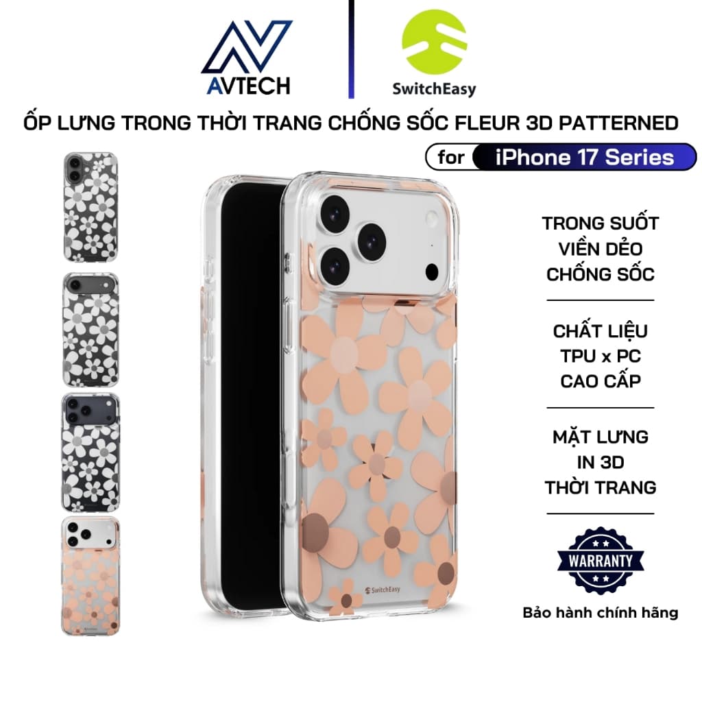 Ốp Lưng SwitchEasy Fleur 3D Patterned cho iPhone 17 Pro Max / 17 Pro / 17 Air / 17,Hiệu Ứng 3D Thời Trang, Chống Sốc