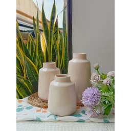 Set 3 bình cắm hoa trơn men bóng màu hồng pastel Gốm Sứ Bát Tràng Gốm Plus 3