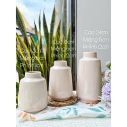 Set 3 bình cắm hoa trơn men bóng màu hồng pastel Gốm Sứ Bát Tràng Gốm Plus 8