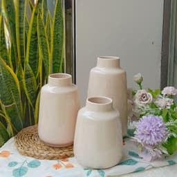 Set 3 bình cắm hoa trơn men bóng màu hồng pastel Gốm Sứ Bát Tràng Gốm Plus 4