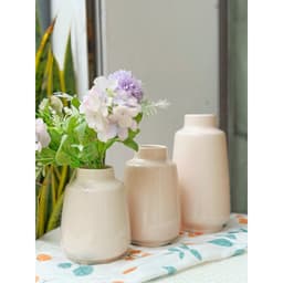 Set 3 bình cắm hoa trơn men bóng màu hồng pastel Gốm Sứ Bát Tràng Gốm Plus 5