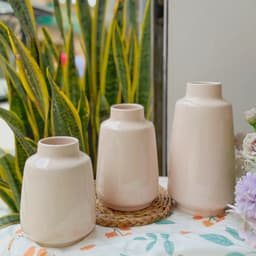 Set 3 bình cắm hoa trơn men bóng màu hồng pastel Gốm Sứ Bát Tràng Gốm Plus 2