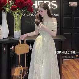 Set đồ bộ áo bẹt vai ren và chân váy voan dài, thời trang nữ đi tiệc sang trọng, cao cấp Xukadress 3