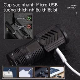 Đèn Pin Siêu Sáng Mini 3 Mắt Led 5 Chế Độ Sáng Đèn Pin Mini Cầm Tay 5