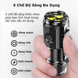 Đèn Pin Siêu Sáng Mini 3 Mắt Led 5 Chế Độ Sáng Đèn Pin Mini Cầm Tay 3
