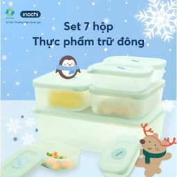 Bộ 7 Hộp Trữ Đông Inochi Bảo Quản Thực Phẩm Tươi Ngon, chịu nhiệt độ tốt, hộp để ngăn đá cao cấp 7