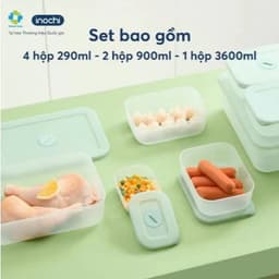 Bộ 7 Hộp Trữ Đông Inochi Bảo Quản Thực Phẩm Tươi Ngon, chịu nhiệt độ tốt, hộp để ngăn đá cao cấp 5