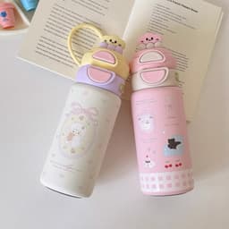 VINBEO Bình Nước Giữ Nhiệt Lạnh Mẫu Voi - Cừu Hoạ Tiết Dễ Thương Dung Tích 500ML ( có ống hút) LY001 4