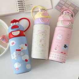 VINBEO Bình Nước Giữ Nhiệt Lạnh Mẫu Voi - Cừu Hoạ Tiết Dễ Thương Dung Tích 500ML ( có ống hút) LY001 2