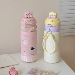 VINBEO Bình Nước Giữ Nhiệt Lạnh Mẫu Voi - Cừu Hoạ Tiết Dễ Thương Dung Tích 500ML ( có ống hút) LY001 1