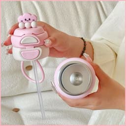 VINBEO Bình Nước Giữ Nhiệt Lạnh Mẫu Voi - Cừu Hoạ Tiết Dễ Thương Dung Tích 500ML ( có ống hút) LY001 7