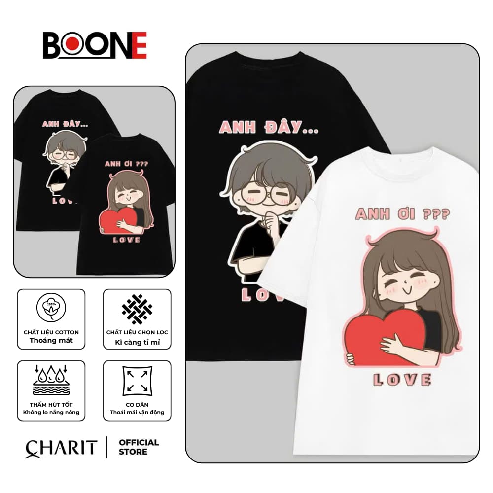 Áo thun Unisex Nam Nữ in hình ANH ƠI - ANH ĐÂY, chất cotton 100% - BOONE - BNE00143