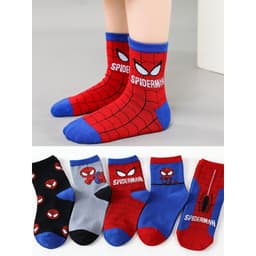 Bộ 10 Đôi Tất Trẻ Em Tuổi 1-10, Cổ Cao Chất Cotton Hình Siêu Nhân Nhện Dễ Đeo, Thoáng Khí, Co Dãn Tối Ưu 1