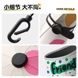 Ô Tự Động Cao Cấp Hoạt Hình 16 Nan Kép Chống Gió Dải Viền Phản Quang Tay Cầm Móc Khoá Tiện Lợi Che Nắng Mưa UV 4