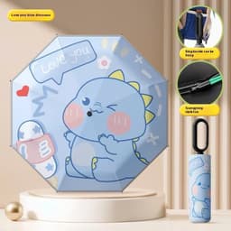 Ô Tự Động Cao Cấp Hoạt Hình 16 Nan Kép Chống Gió Dải Viền Phản Quang Tay Cầm Móc Khoá Tiện Lợi Che Nắng Mưa UV 7