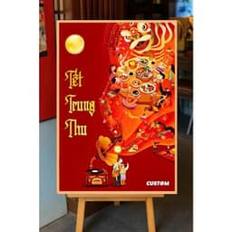 Tranh Canvas Trung Thu Đêm Hội Trăng Rằm  – Tranh trang trí nhà hàng, quán cà phê, homestay Tặng đinh treo 3