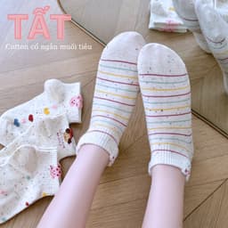 Set 5 Đôi Tất icon Thỏ Gấu Màu Muối Tiêu Cổ Ngắn Dễ Thương tt82 2