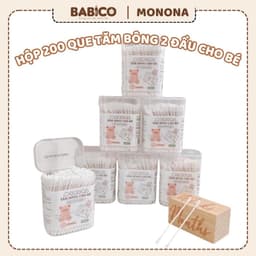 Tăm bông trẻ em Vcoool kháng khuẩn ( hộp 200 que, 400 que lõi giấy) cho bé sơ sinh 6
