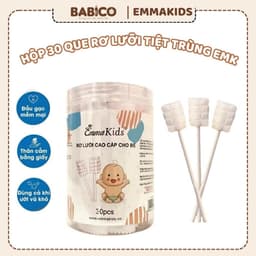 Hộp 30 que gạc rơ lưỡi, que tưa lưỡi  vệ sinh răng miệng cho bé hãng EmmaKids , dùng được cho bé sơ sinh và trẻ nhỏ 1