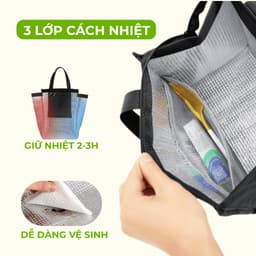 Túi đựng hộp cơm giữ nhiệt chống nước Túi đựng cơm văn phòng đa năng dễ dàng vệ sinh Homez TC91 5