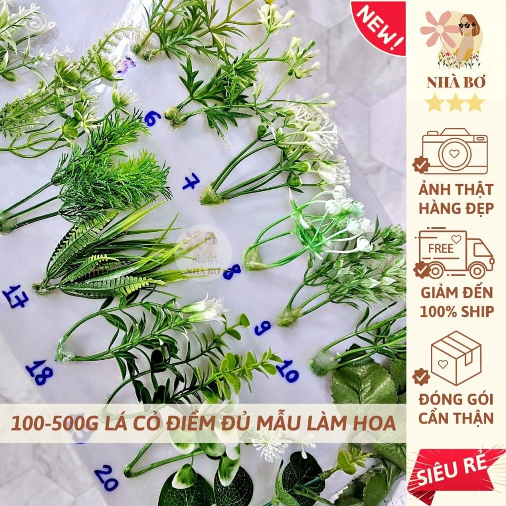 100g 500g cỏ điểm lá hồng lá táo hoa giả làm hoa trang trí handmade DIY - Hoa Sáp Nhà Bơ