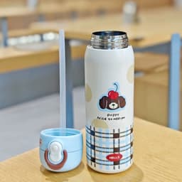 Bình Giữ Nhiệt Hoạt Hình Đáng  Yêu, Ly Giữ Nhiệt 2 Cách Uống 600ml INOX316 Có Quai Xách Nút Ấn Mở Tự Động 5