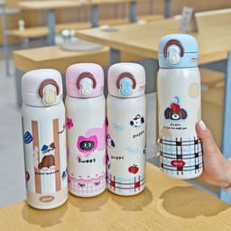 Bình Giữ Nhiệt Hoạt Hình Đáng  Yêu, Ly Giữ Nhiệt 2 Cách Uống 600ml INOX316 Có Quai Xách Nút Ấn Mở Tự Động 2