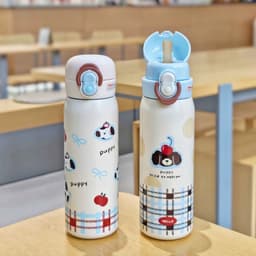 Bình Giữ Nhiệt Hoạt Hình Đáng  Yêu, Ly Giữ Nhiệt 2 Cách Uống 600ml INOX316 Có Quai Xách Nút Ấn Mở Tự Động 4
