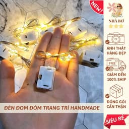 !! 3 5 10 đèn led trang trí đom đóm 1m vàng có pin nhấp nháy trang trí handmade DIY 2