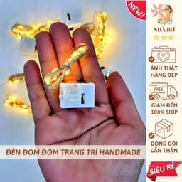 !! 3 5 10 đèn led trang trí đom đóm 1m vàng có pin nhấp nháy trang trí handmade DIY 3