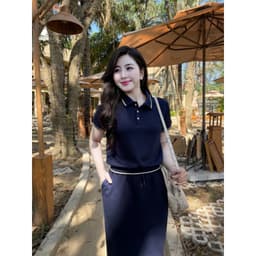 Set Áo Phối Chân Váy Dáng Dài Cạp Chun, Chất Umi Hàn Cao Cấp Thanh lịch, Trẻ Trung Evalover 2