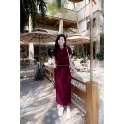 Set Áo Phối Chân Váy Dáng Dài Cạp Chun, Chất Umi Hàn Cao Cấp Thanh lịch, Trẻ Trung Evalover 9