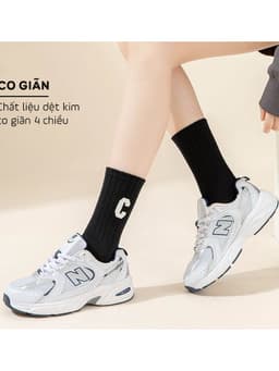 SET 5 Tất Cổ Cao Nam Nữ Họa Tiết Chữ C, Vải Cotton Mềm Mịn Co Dãn Thoáng Khí, vớ họa tiết chữ C đơn giản mix các màu 6