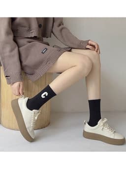 SET 5 Tất Cổ Cao Nam Nữ Họa Tiết Chữ C, Vải Cotton Mềm Mịn Co Dãn Thoáng Khí, vớ họa tiết chữ C đơn giản mix các màu 7