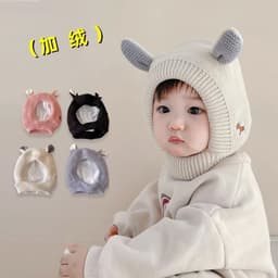 Mũ Len Trùm Đầu Tai Thú Siêu Dễ Thương Cho Bé Mùa Đông - Ấm Áp Với Lót Lông Mềm Mại. 1